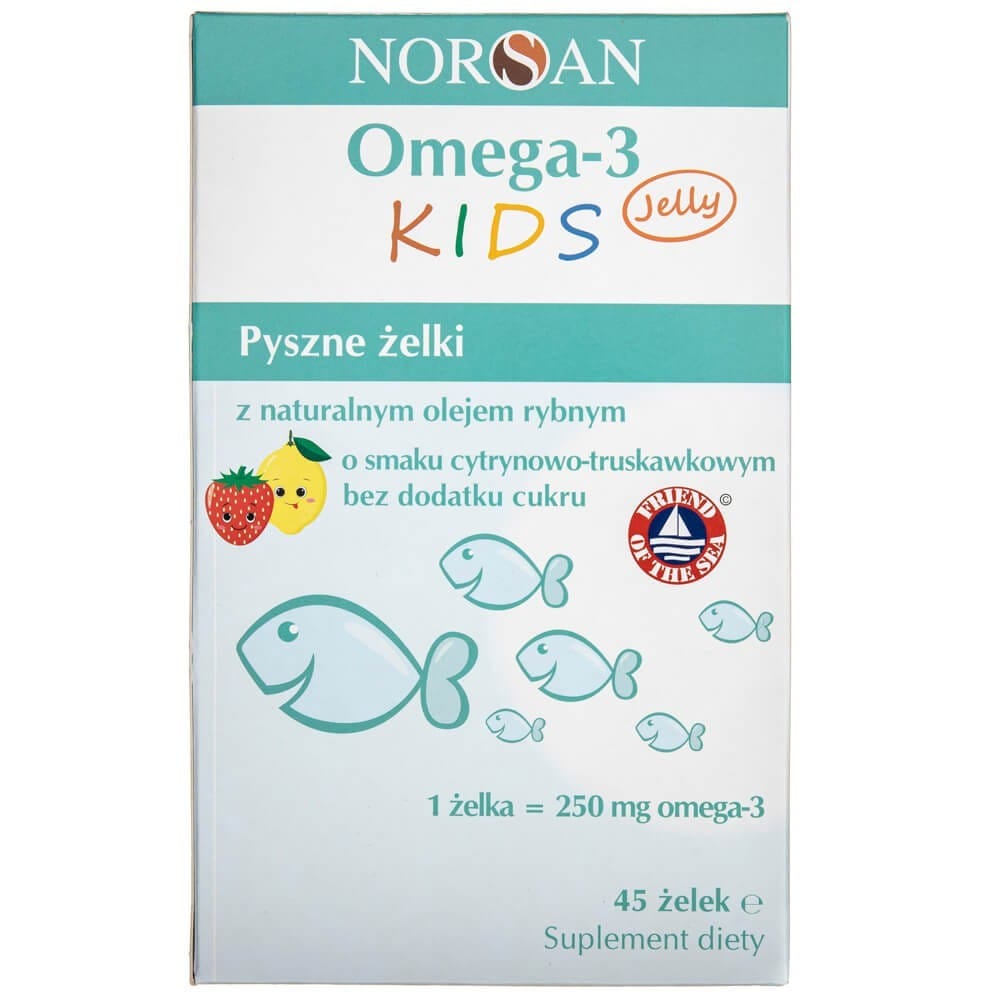 Norsan Omega-3 Kids Gummies, Lemon and Strawberry - 45 Pieces