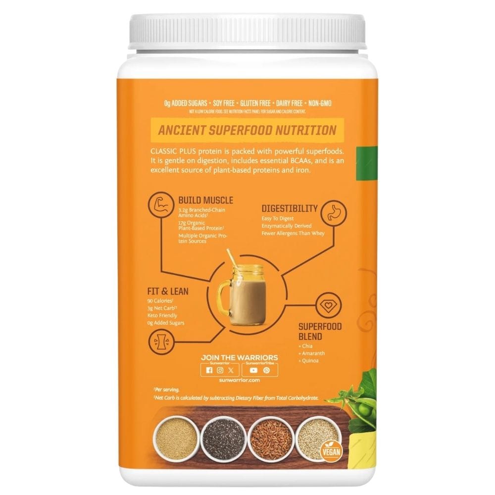 Sunwarrior Classic Plus Protein, Plant Protein, Vanilla - 750 g
