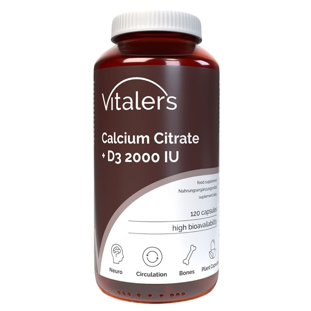 Vitaler's Calcium 120 mg + Vitamin D3 2000 IU - 120 Capsules
