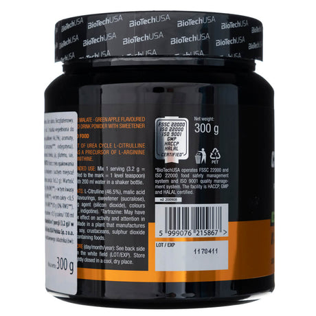 BioTech USA Citrulline Malate, Green Apple Flavoured - 300 g