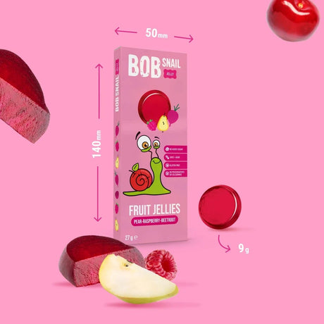 Bob Snail Pear-Raspberry-Beetroot Fruit Jellies with No Added Sugar - 27 g