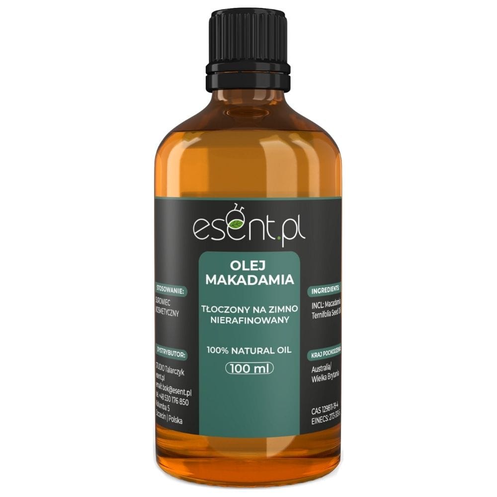 Esent Unrefined, Cold Pressed Macadamia Oil - 100 ml