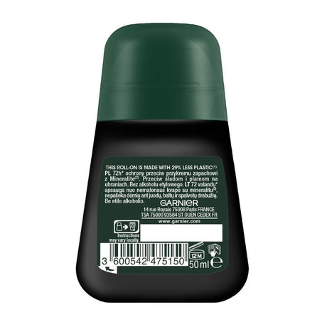 Garnier Mineral Men Invisible Protection 72h BWC Antitranspirant Roll-on - 50 ml
