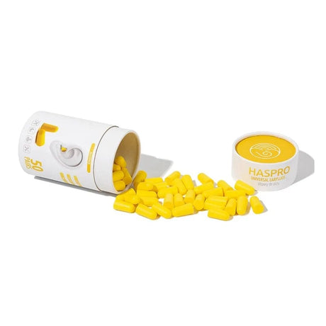 Haspro Tube50 Earplugs Yellow - 50 pairs