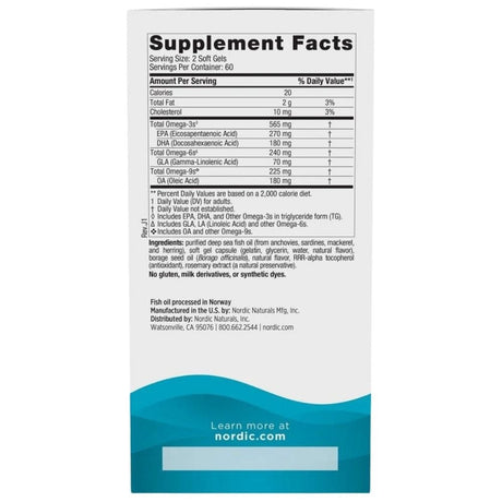 Nordic Naturals Complete Omega 3,6,9, Lemon - 120 Capsules