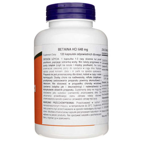 Now Foods Betaine HCL 648 mg - 120 Veg Capsules