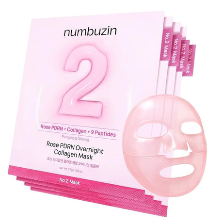 Numbuzin No.2 Rose PDRN Overnight Collagen Mask - 4 Pieces