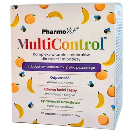 PharmoVit MultiControl Vitamins and Minerals for Children, Tropical Fruit - 30 Sachets