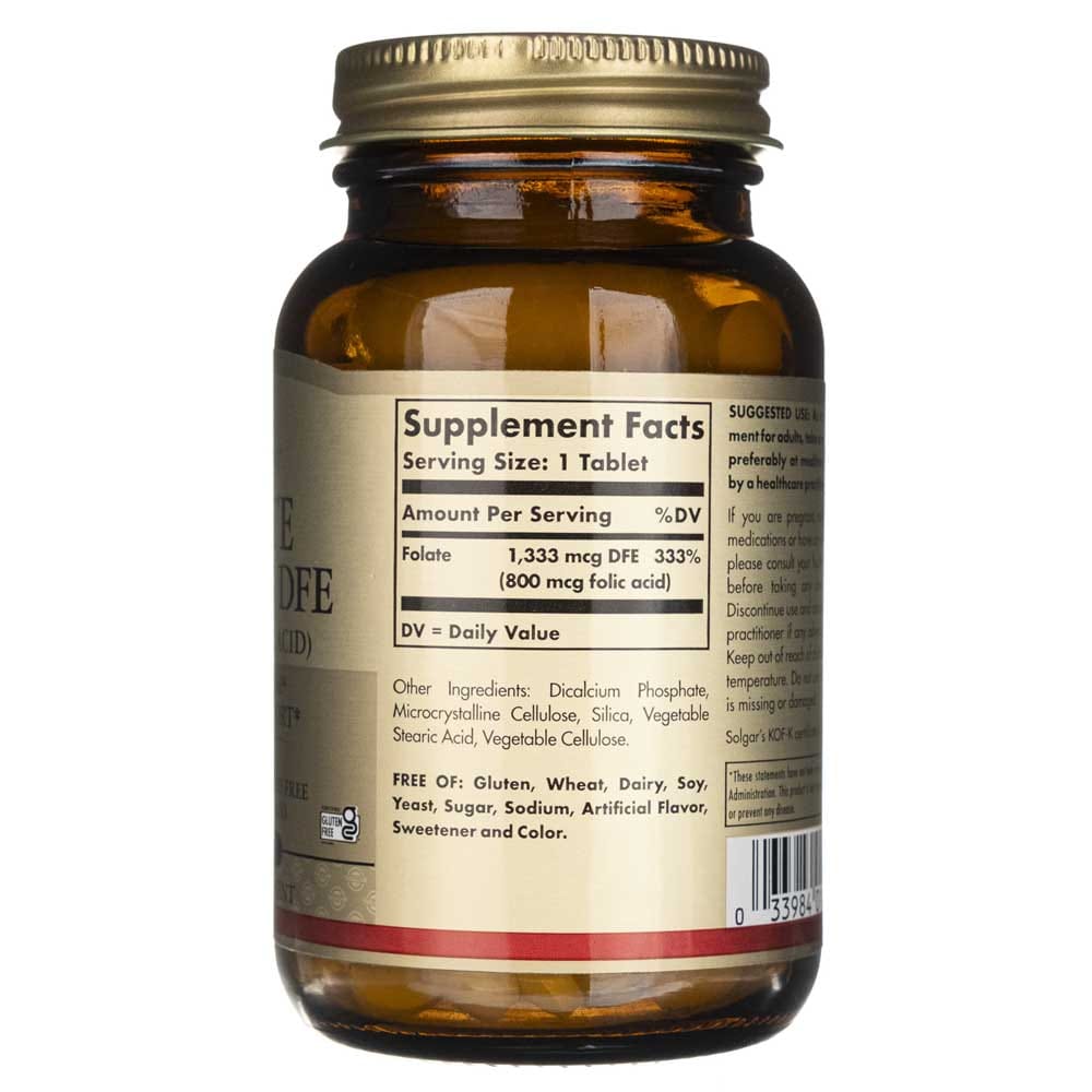 Dfe 800 Solgar Folato 1, 333 mcg DFE (800 mcg Acido folico) 250 Compresse – Medpak