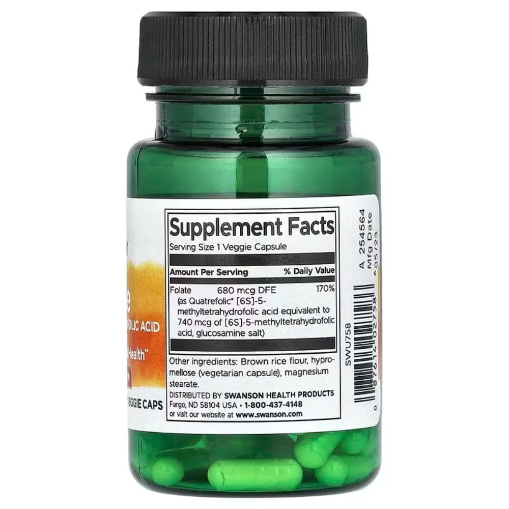 Swanson Folic Acid Folian Quatrefolic - 30 Capsules