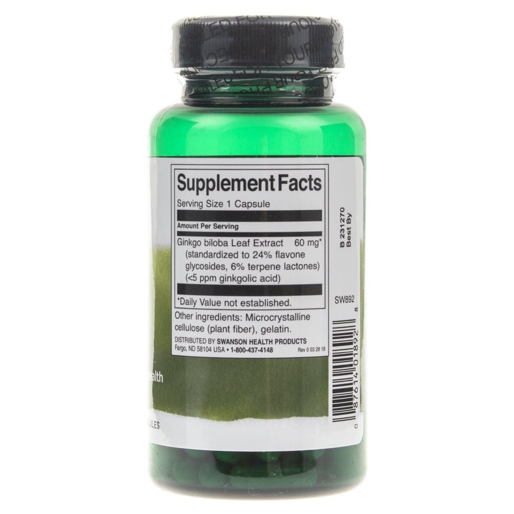 Swanson Ginkgo Biloba 24% 60 mg - 120 Capsules
