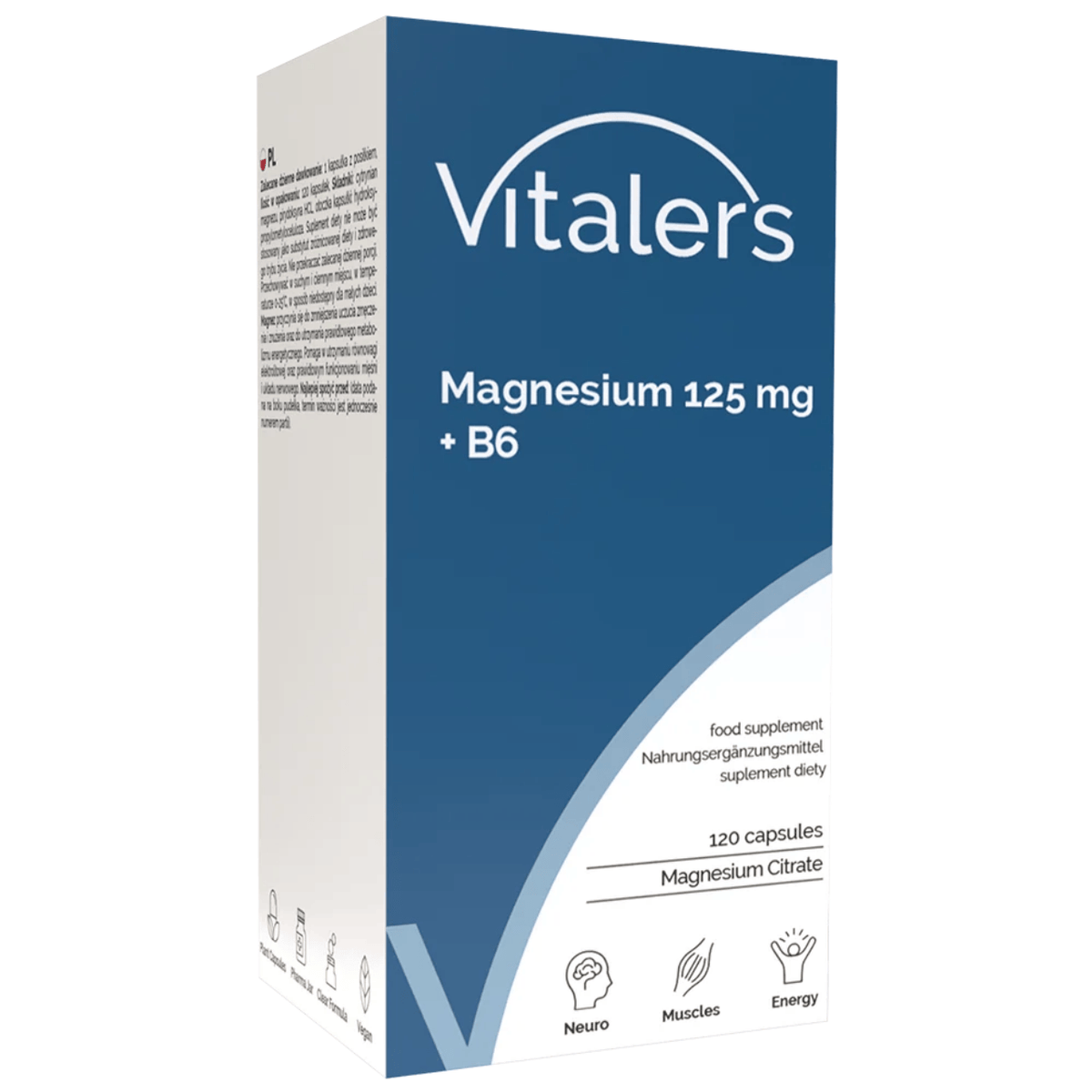 Vitaler's Magnesium 125 mg + Vitamin B6 6 mg - 120 Capsules