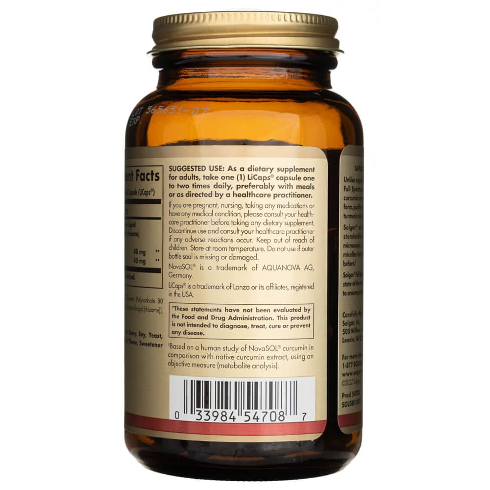 Solgar Full Spectrum Curcumin - 90 Liquid Extract Softgels